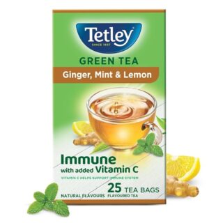 Tetley Green Tea Bags, Ginger Mint Lemon, 25 Tea Bags
